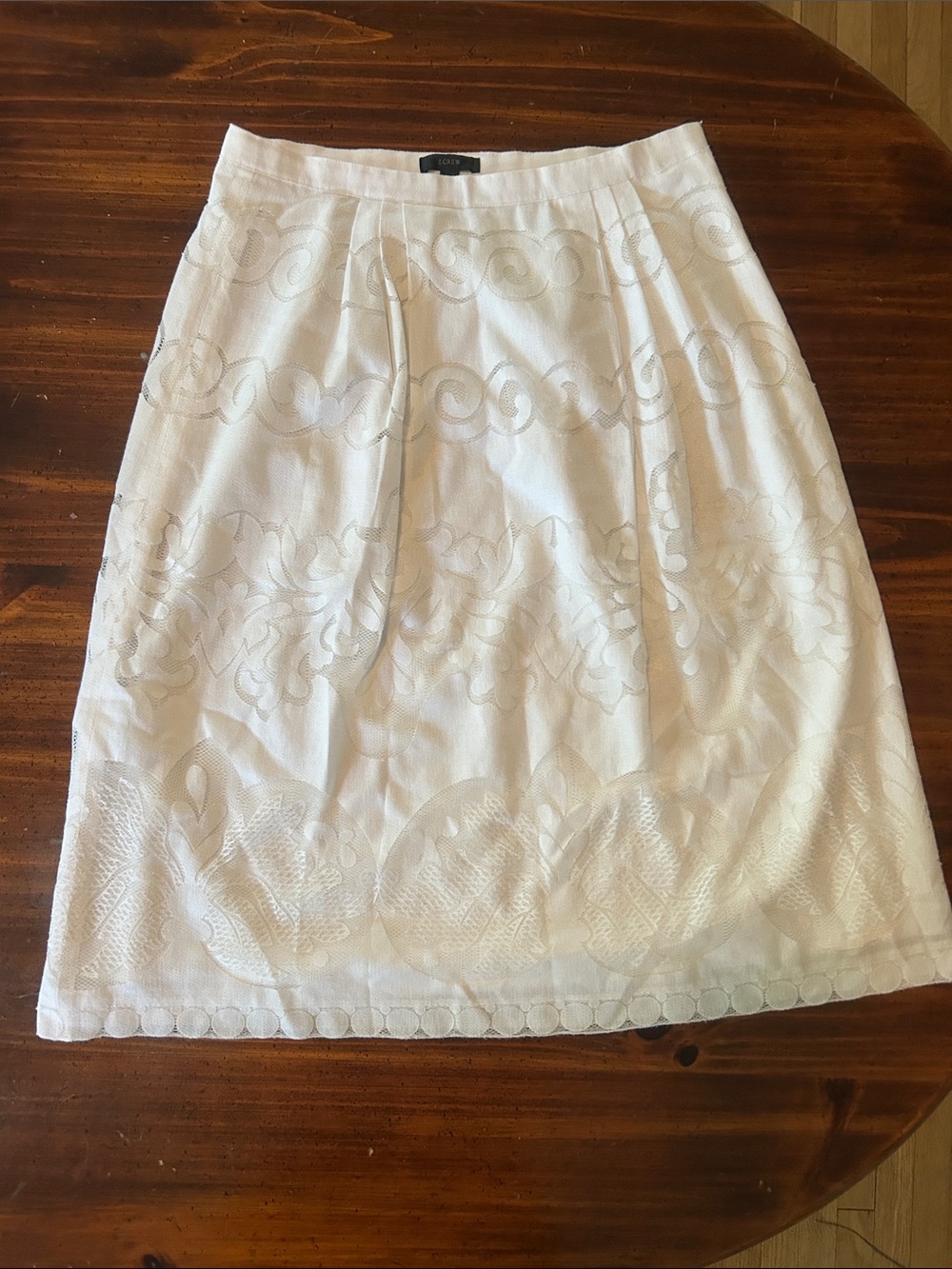 J. Crew White Lace Embroidered Midi Skirt